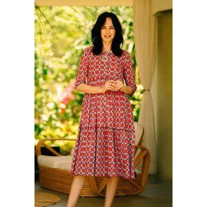 Elegant Red Patterned Dress